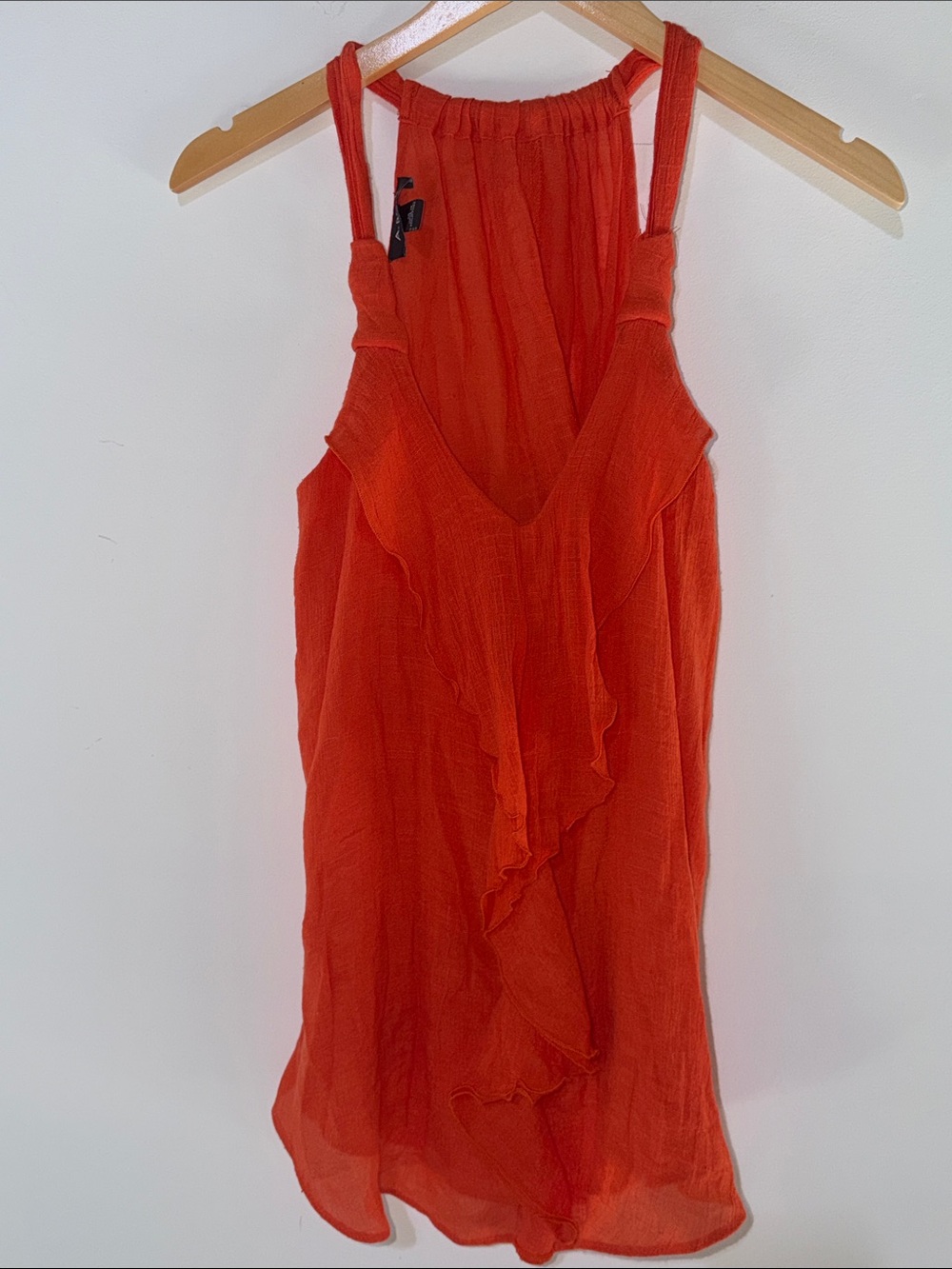 A. Byer Orange V-Neck Ruffle Sleeveless Cami tank size medium